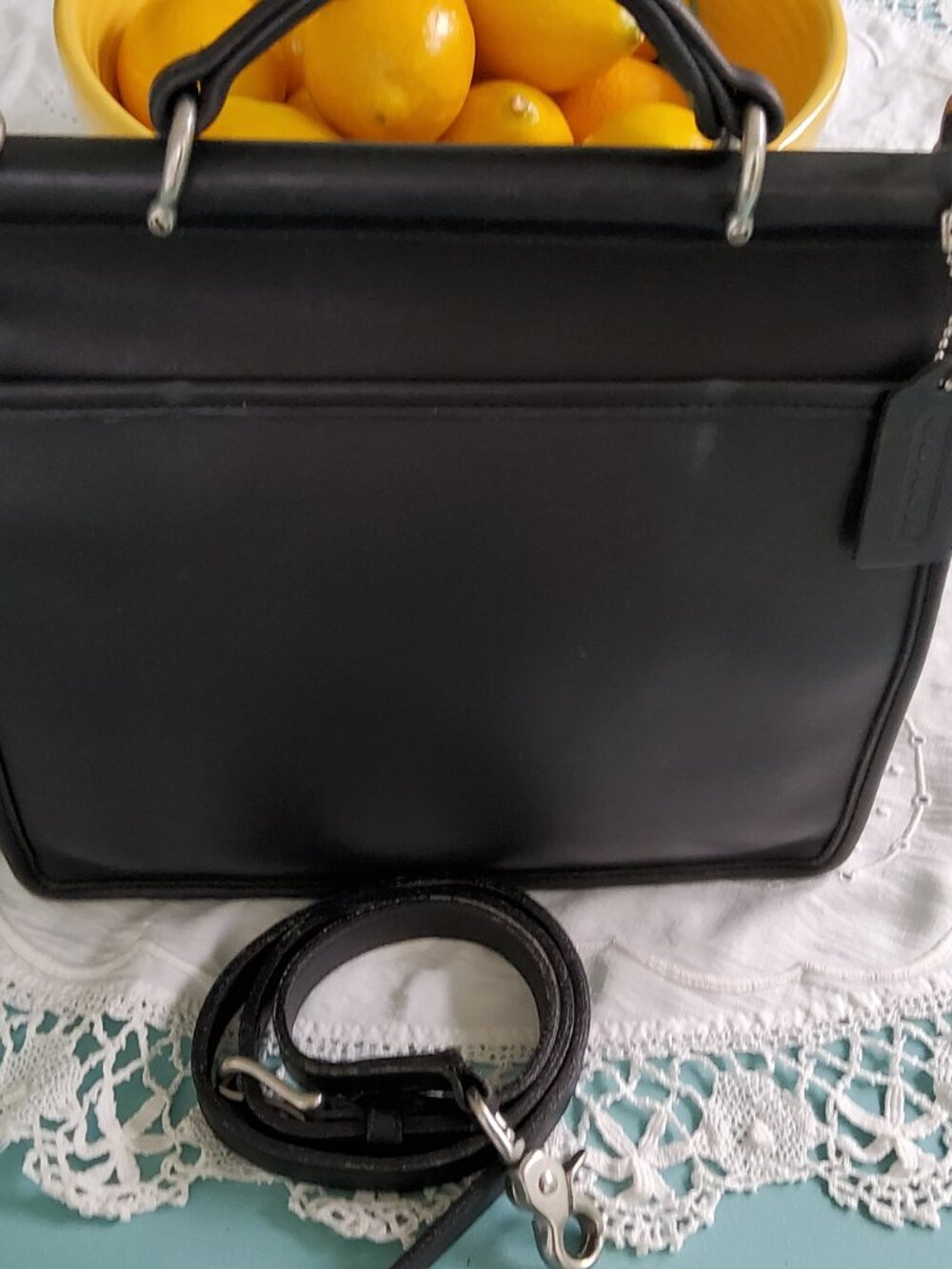 Vintage Coach Willis Crossbody Bag in Black with Nickel 9927 + Hangtag - Picture 7 of 15